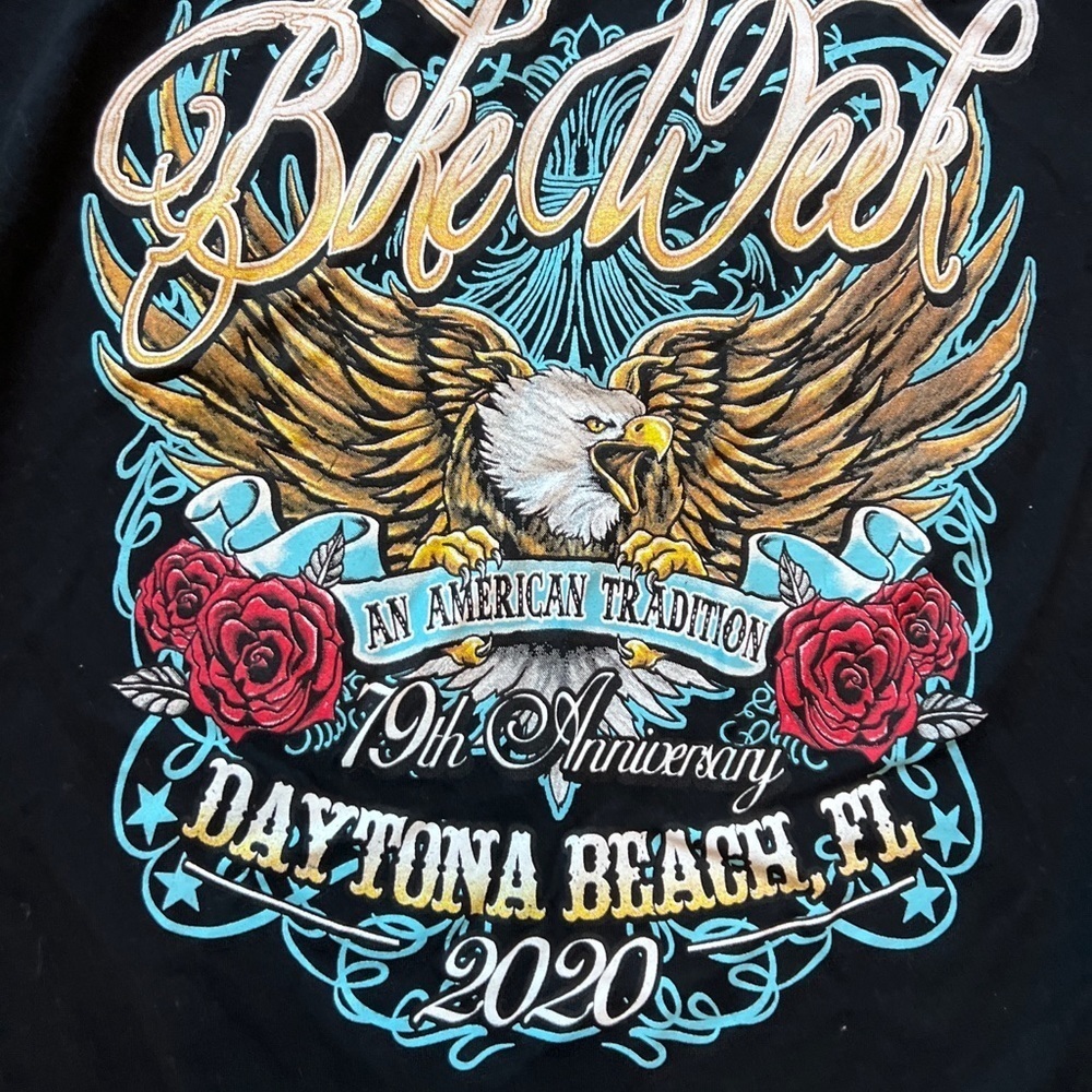 Bike Week Daytona Beach 2020 Black V Neck  T shirt Women size M  79th - Picture 6 of 10